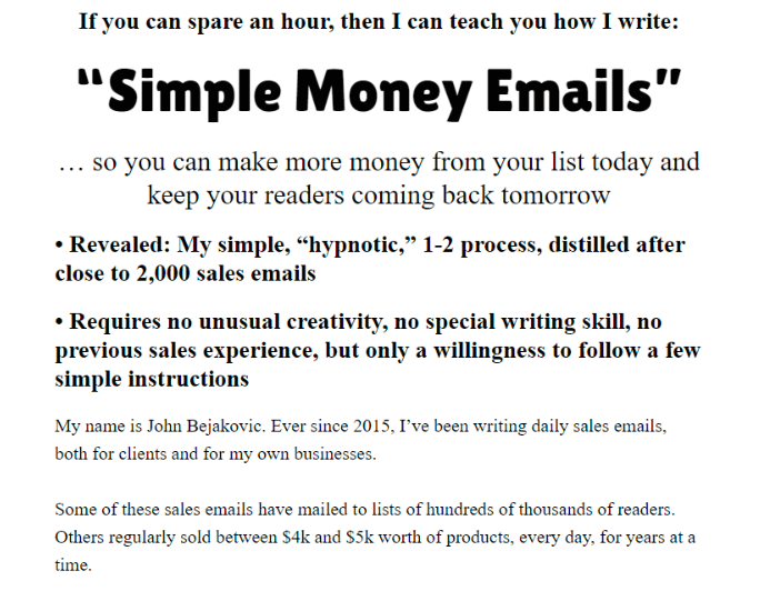 John Bejakovic – Simple Money Email